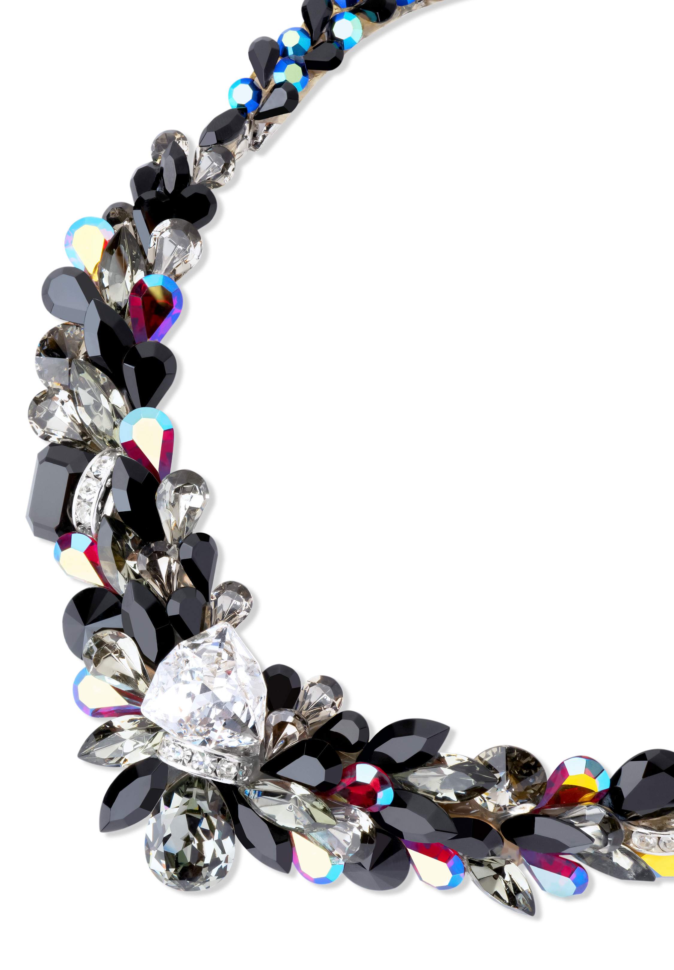 Rhinestone Necklace CHN01 JTCST-Jet / Crystal