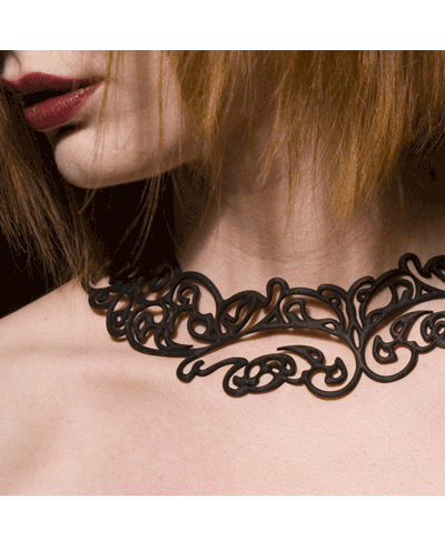 Pelure Baroco Collar Necklace-Black