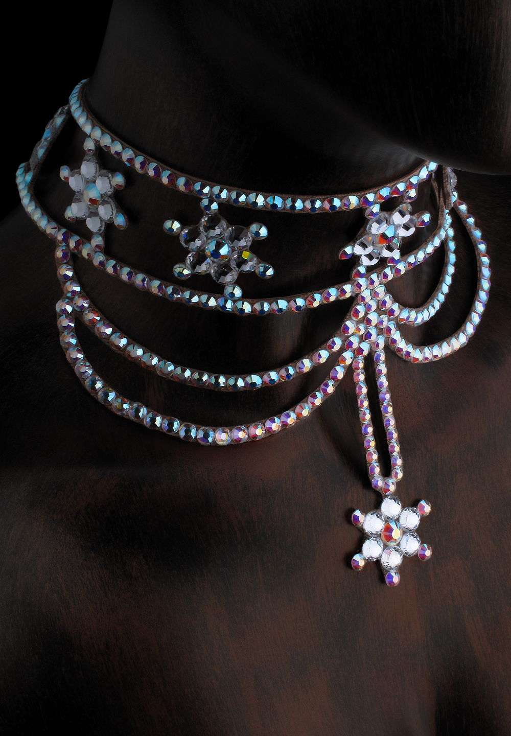 Serena Rhinestone Choker CK-502-Crystal AB