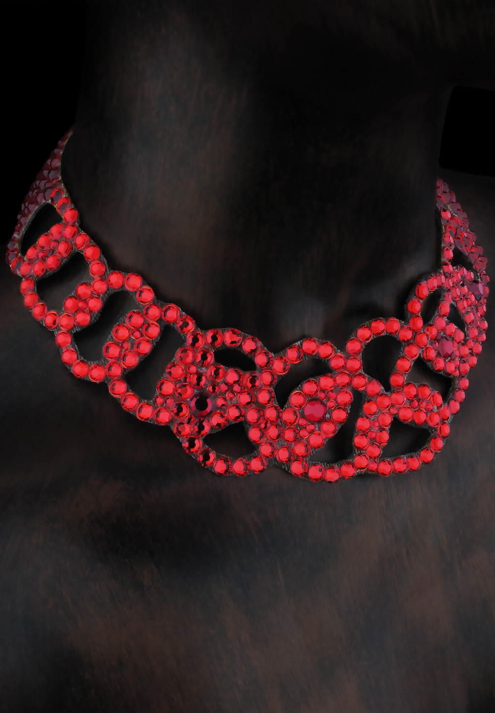 Serena Rhinestone Necklace NK-515-Light Siam