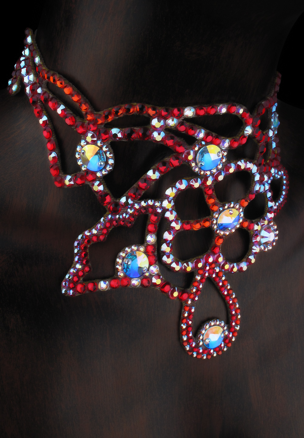 Serena Rhinestone Choker CK-530-Light siam/Crystal AB