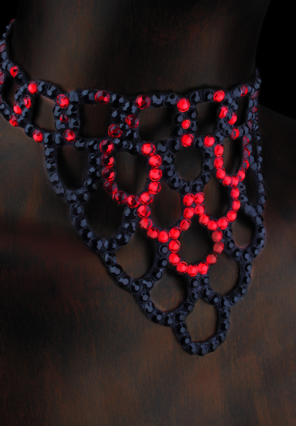 Serena Rhinestone Choker CK-532-Jet/Light Siam