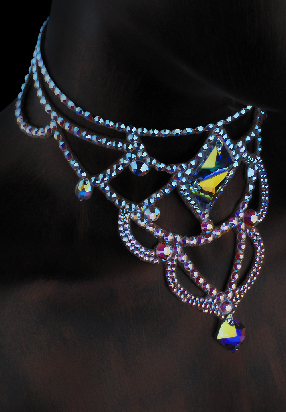 Serena Rhinestone Choker CK-536-Crystal AB