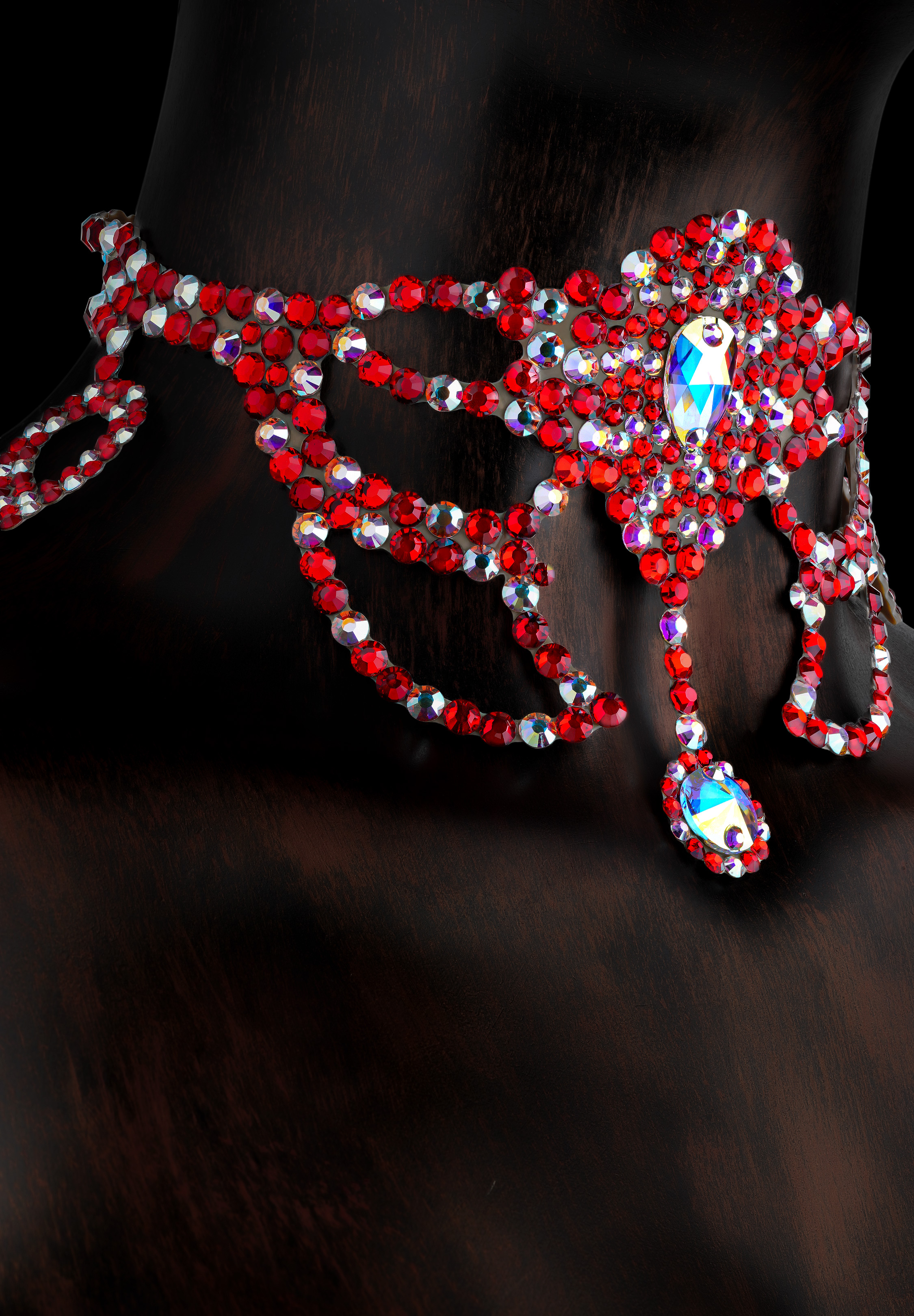 Serena Rhinestone Choker CK-537-1-Light Siam / Crystal