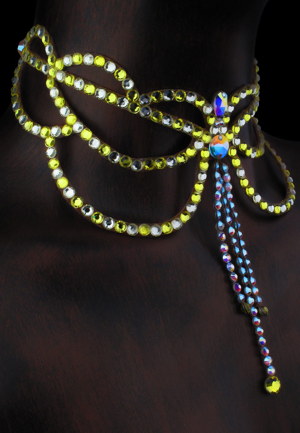 Serena Rhinestone Choker CK-539-Citrine / Jonquil