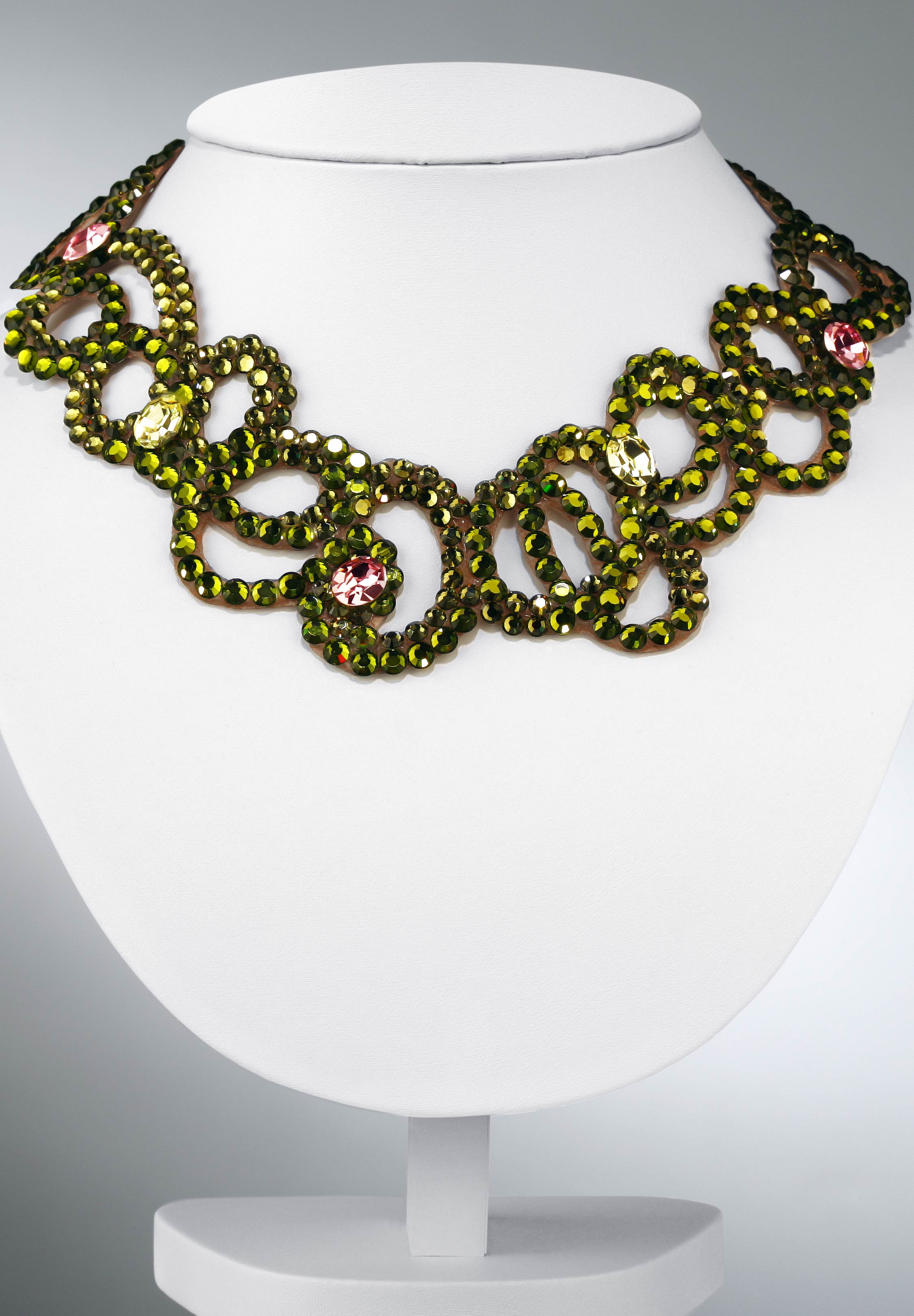 Zdenk Arko Olive Rhinestone Necklace NC11006-04-Olivine