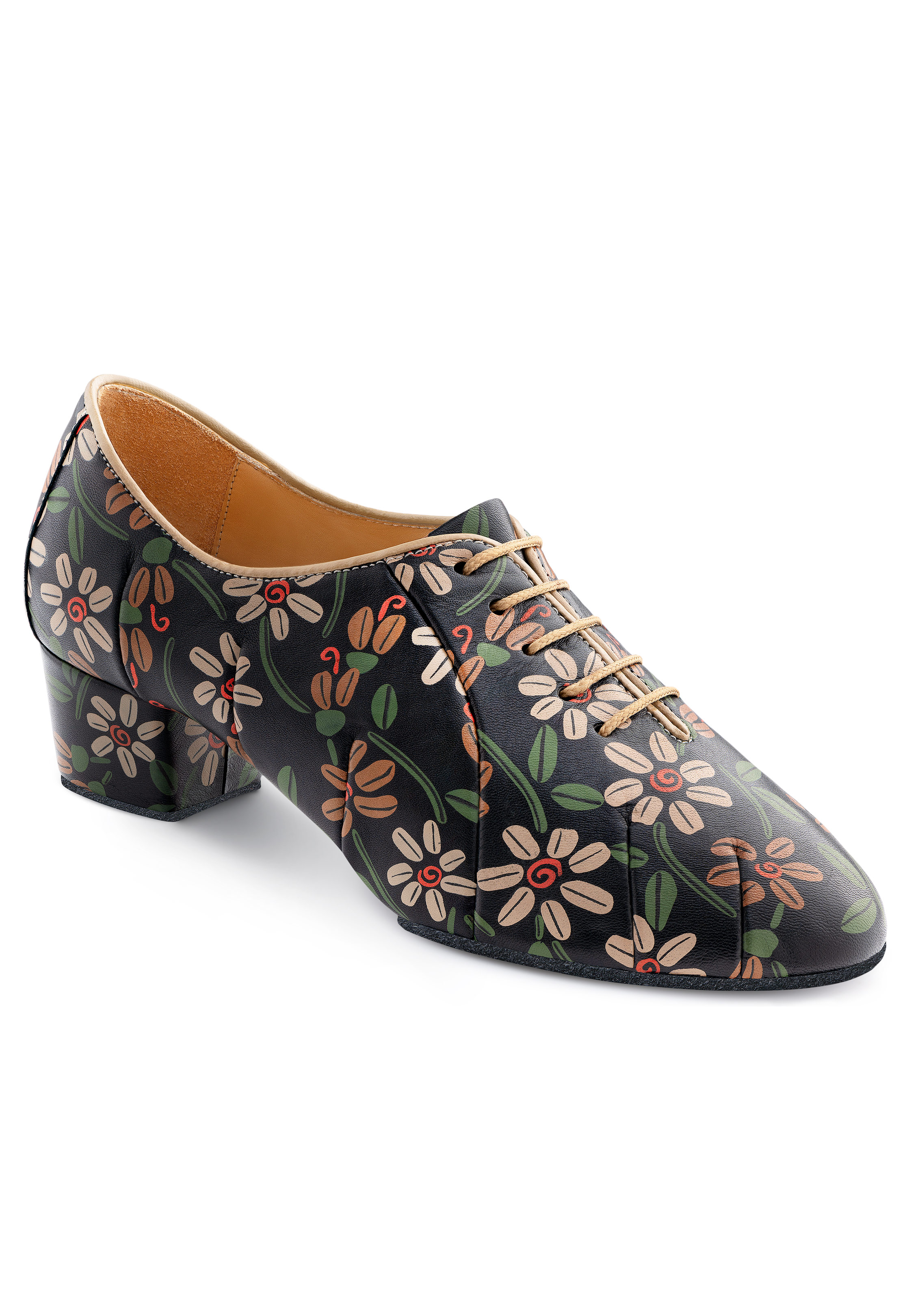 2HB Women Flower Print Practice Shoes 71904 SF-Black Flower Print