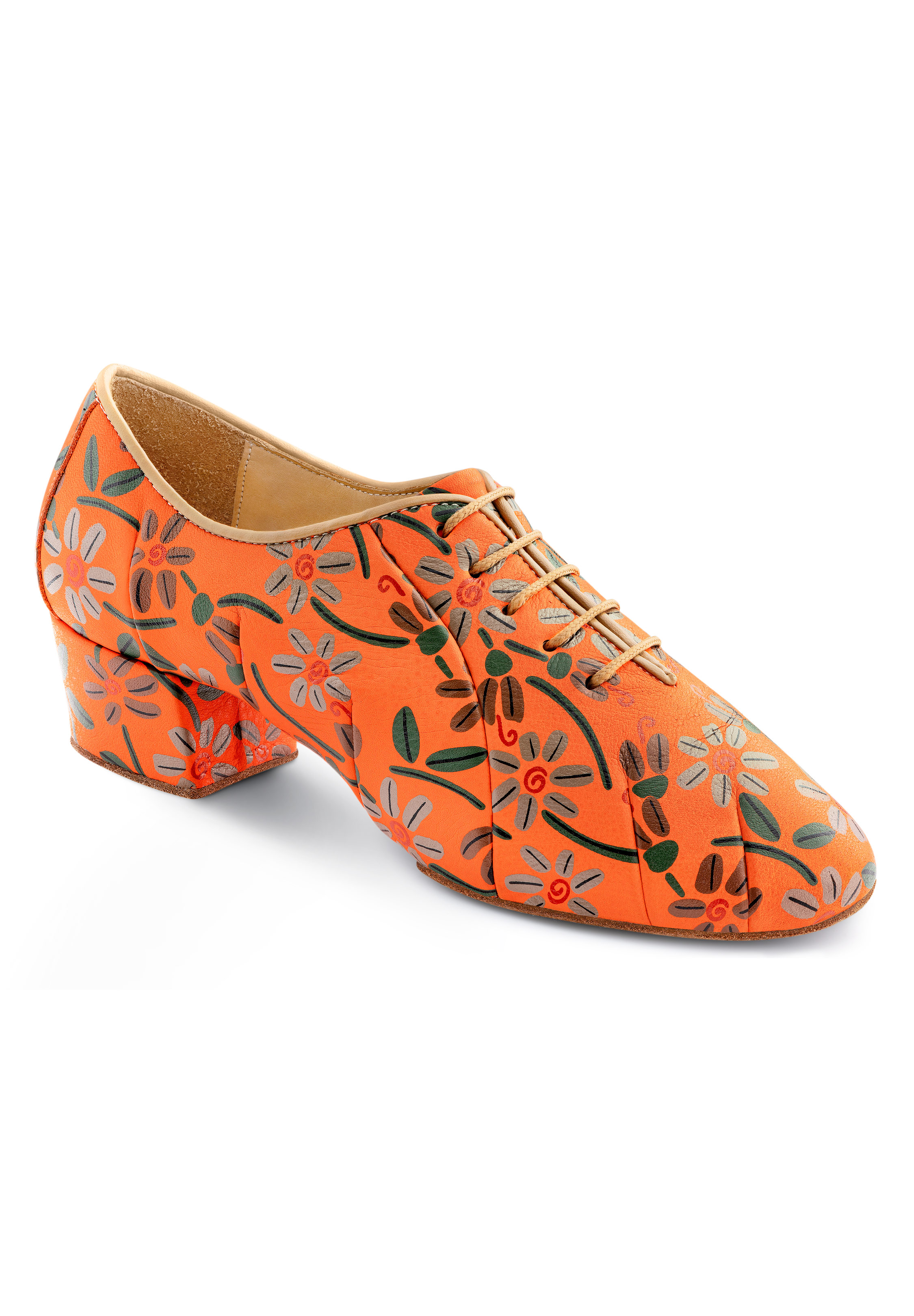 2HB Women Flower Print Practice Shoes 71904 SF-Orange Flower Print
