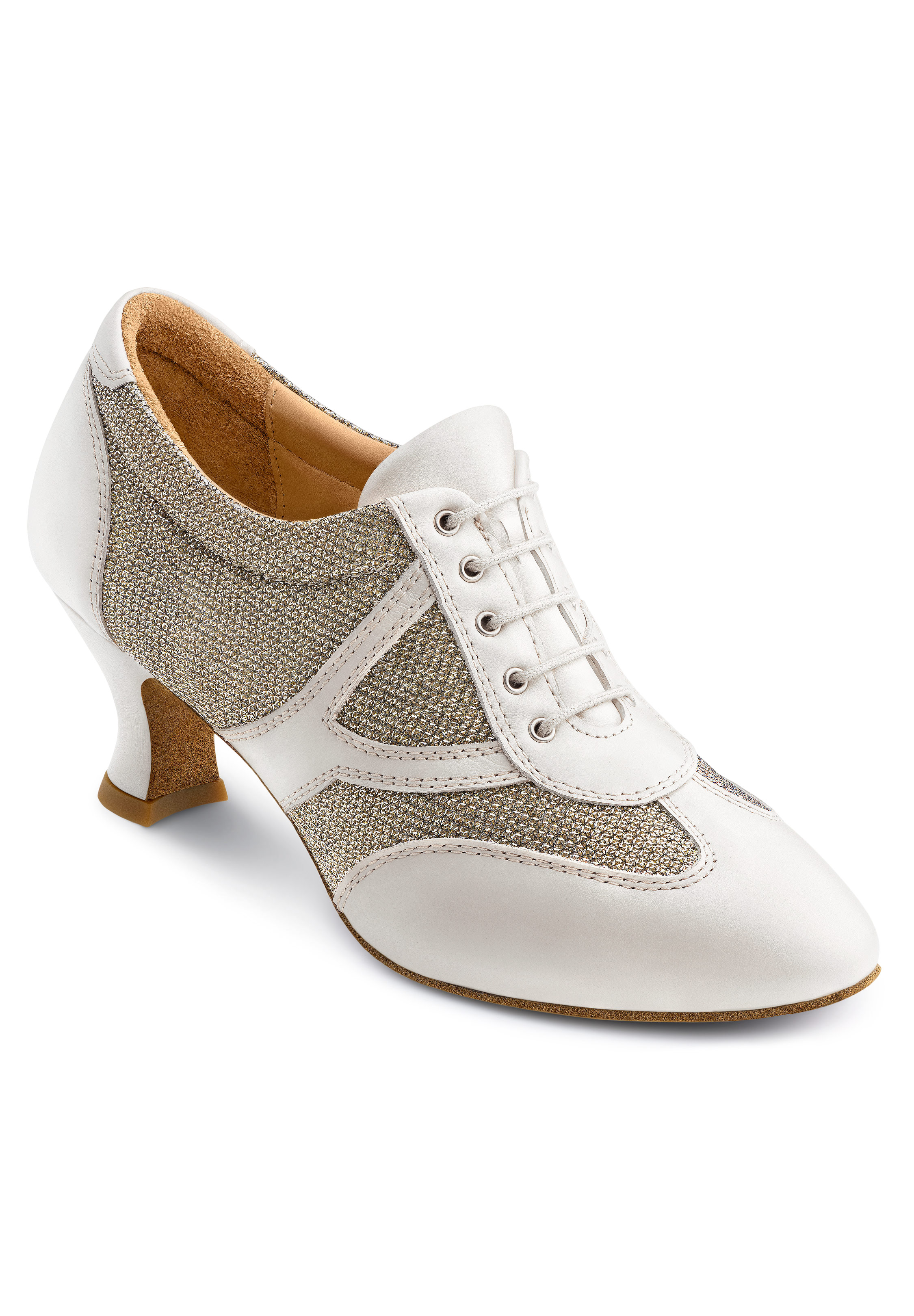 2HB Women Practice Dance Shoes Aurelia-Cream Calf / Gold Shimmer