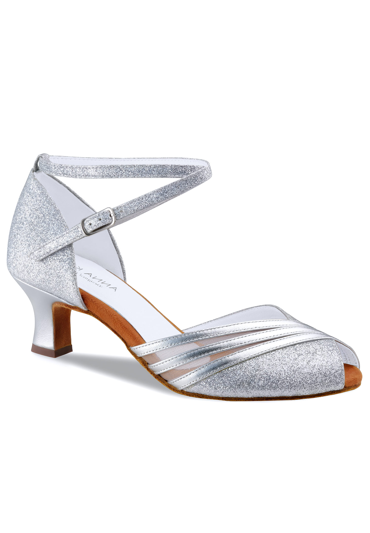 Anna Kern Christelle Ladies Social Shoes-Brocade/Nappa Silver