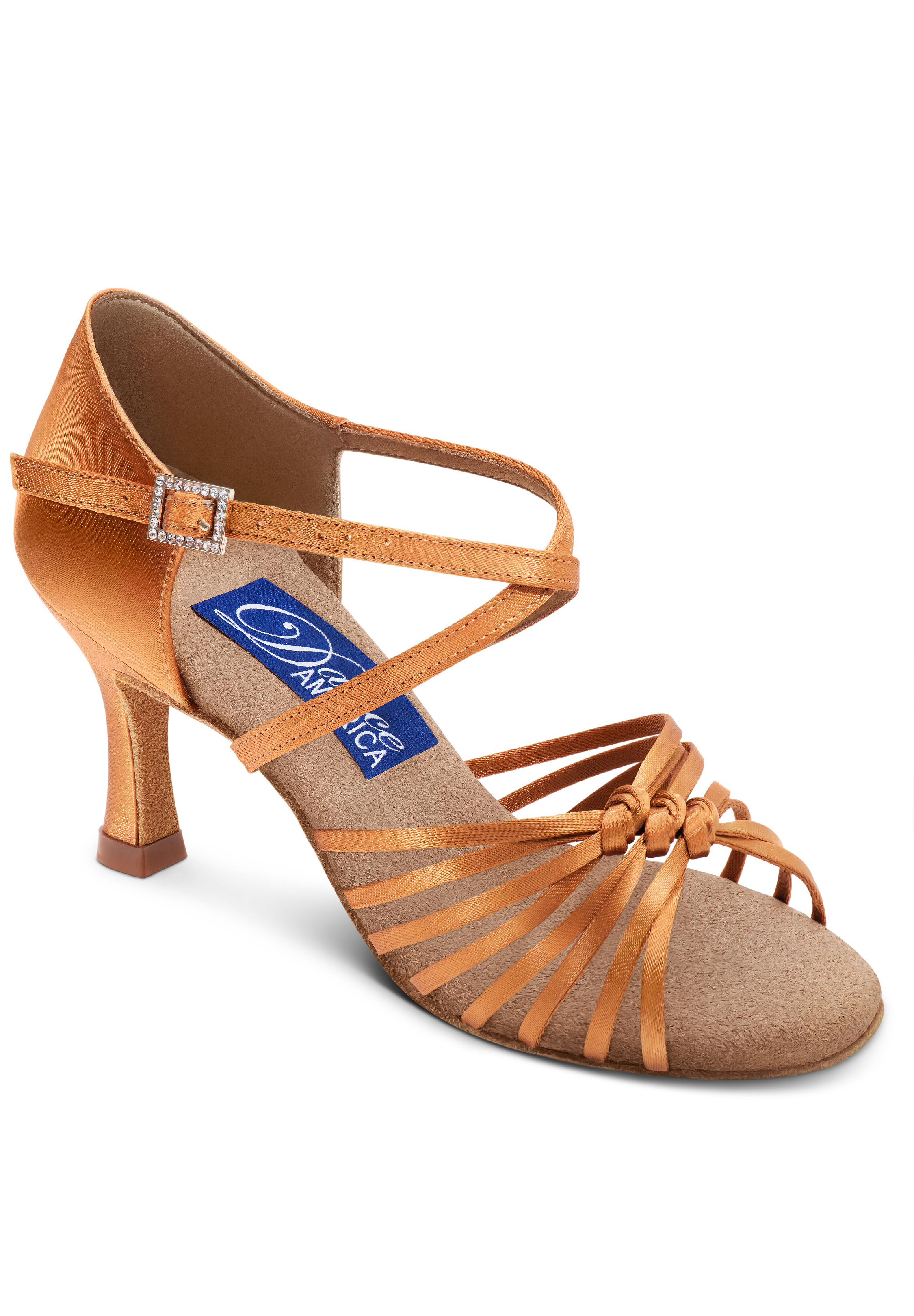 Dance America Cheyenne Latin Shoes-Dark Tan Satin