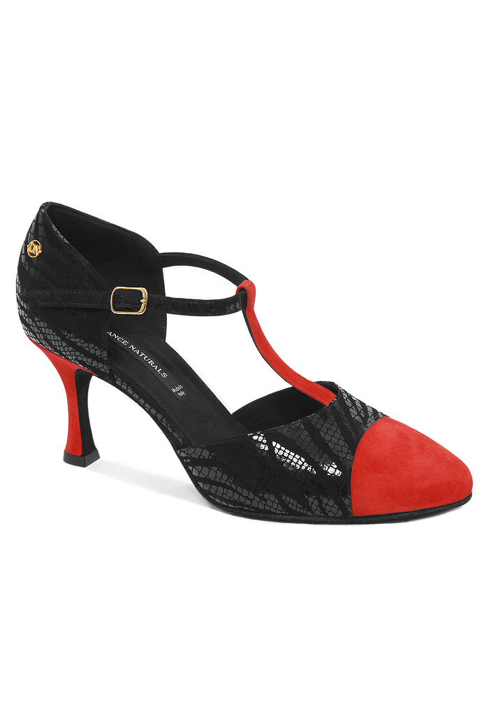 Dance Naturals Marta Art. 730-Red Suede / Black Suede Print