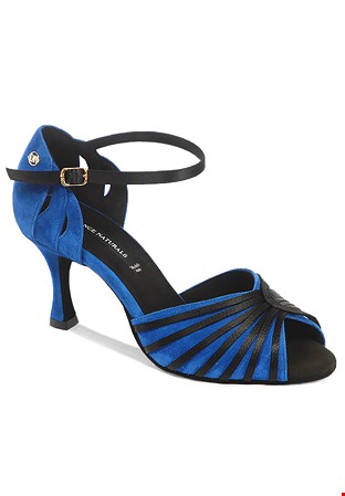 Dance Naturals Calle Latin Dance Shoes Art. 270-Blue Electric Suede/Black Satin