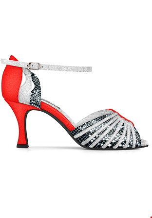 Dance Naturals Calle Latin Dance Shoes Art. 270-Red/White/Black&White Pythonate
