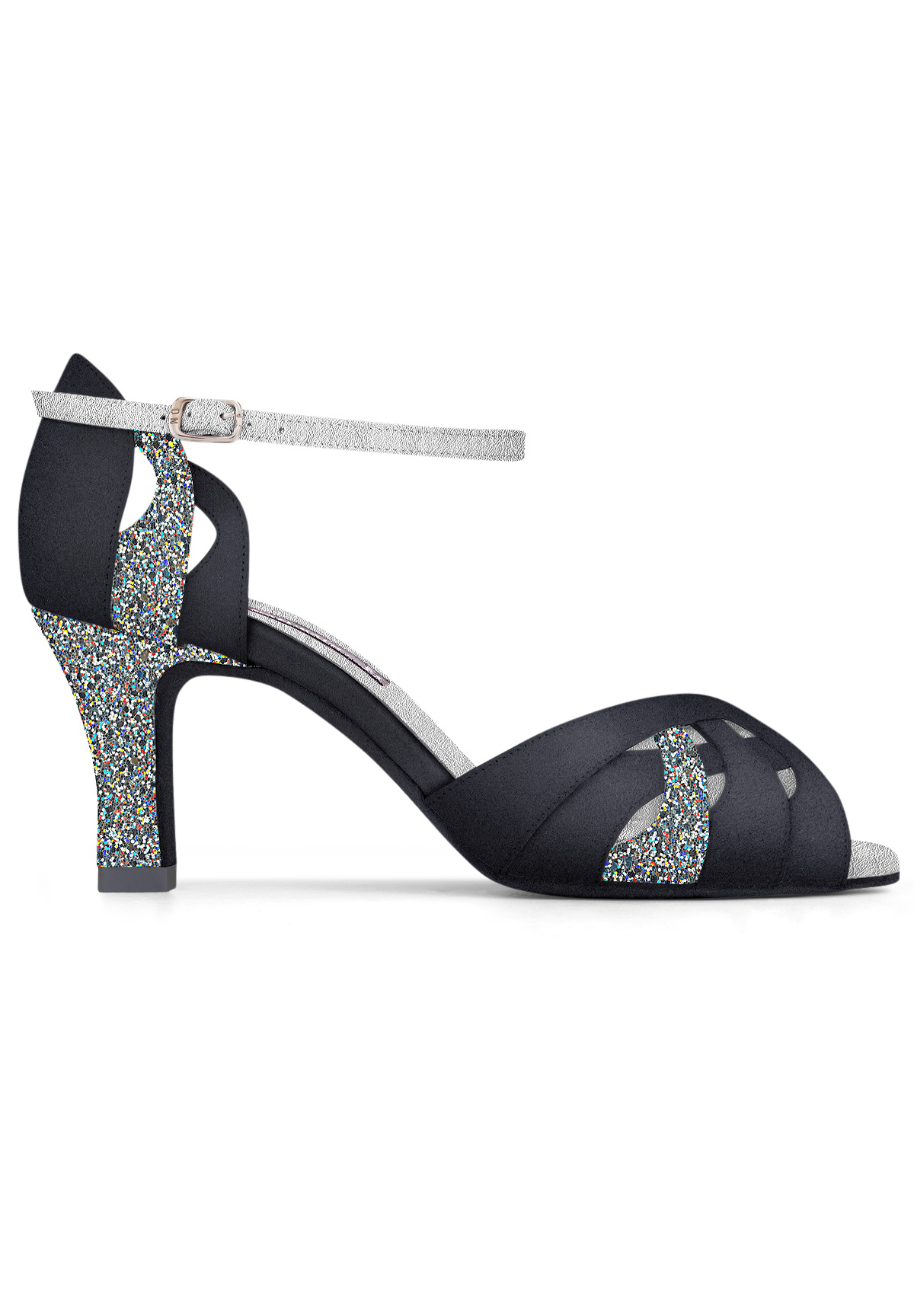 Dance Naturals Giudecca Art. 70-Black Suede/Silver Glitter