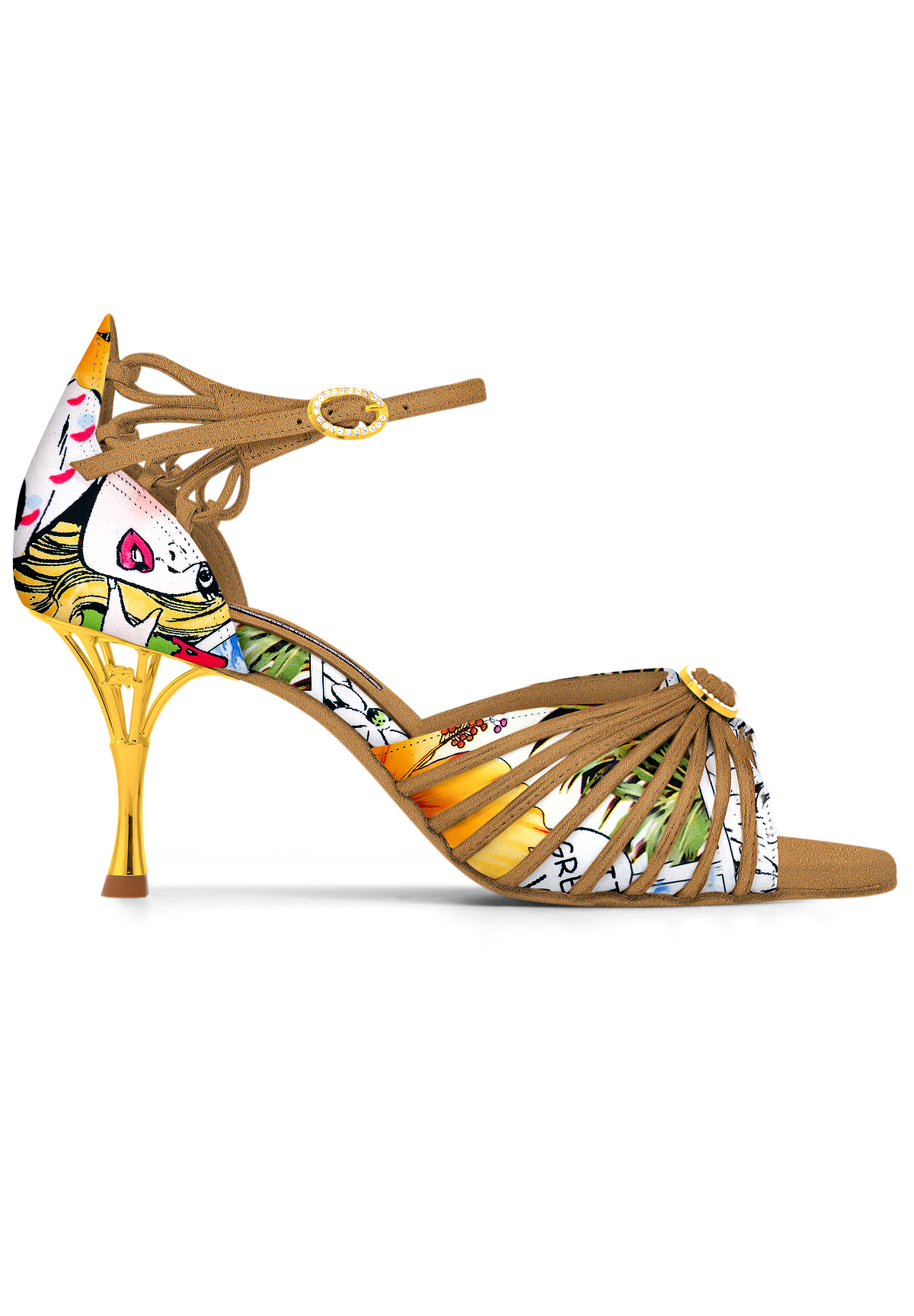 Dance Naturals Venezia Art. 885-Tan Suede/Comics Print