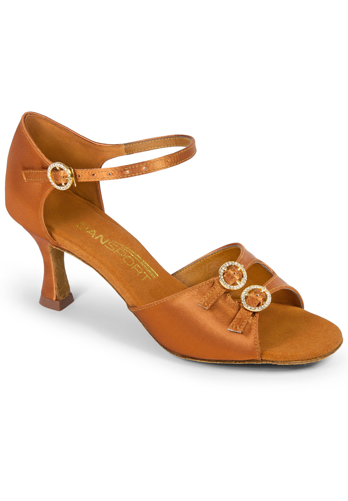 Dansport by International S4014 Latin Shoes-Tan Satin