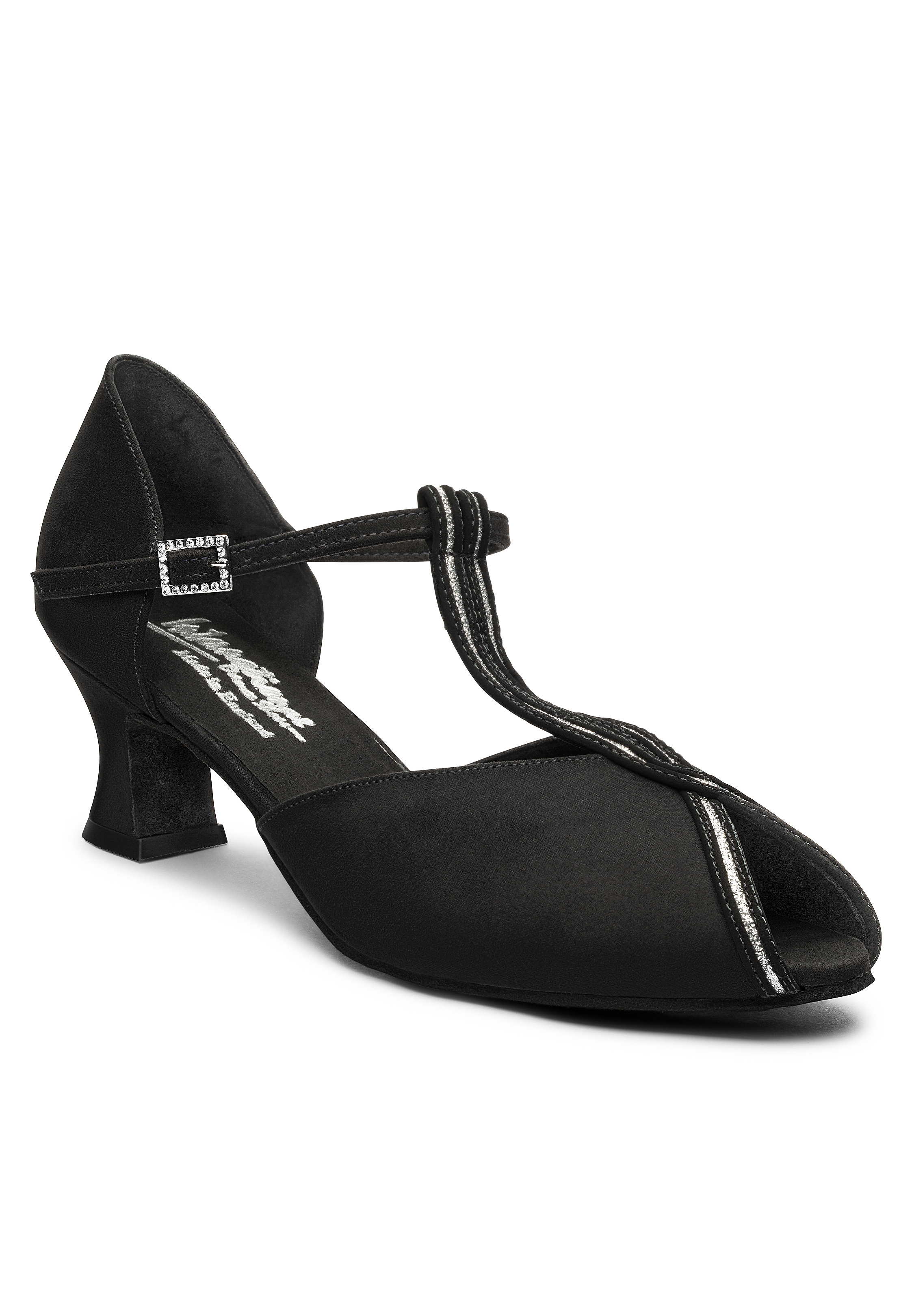 International Dance Shoes IDS Vienna Sequin-Black Nubuck/Silver Sequin