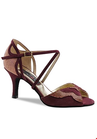 Nueva Época Catalina Ladies Social Shoes-Suede/Puntini Vino