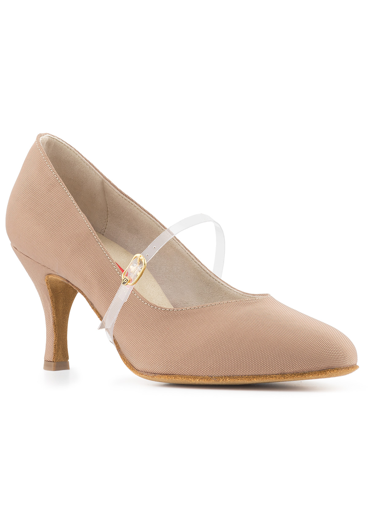 Paoul 1090 Ballroom Court Shoes-Nude Galaxy Cloth/Transparent Vinyl