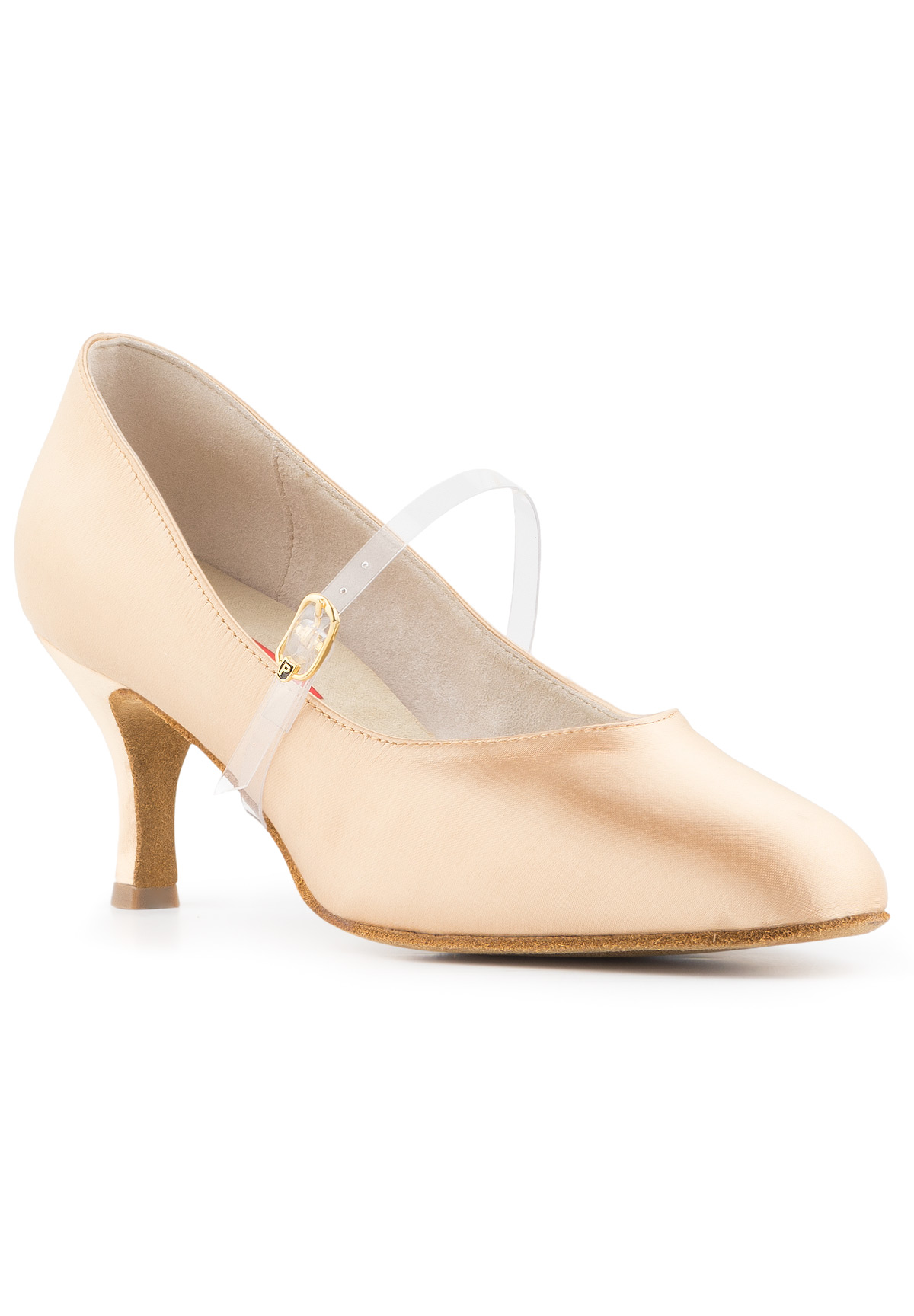 Paoul 1090 Ballroom Shoes-Flesh Satin/Transparent Vinyl