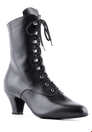 Paoul 127 Edgy Lace-Up Dance Boots-Black Leather