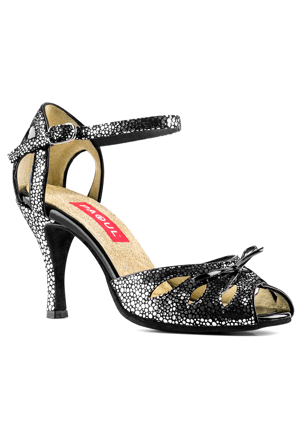 Paoul 182 Open Toe Shoes-Fantasia 344 Suede/Black Patent