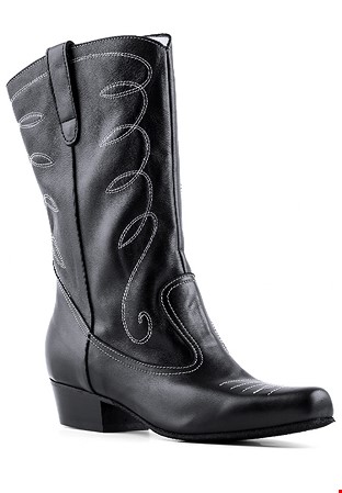 Paoul 400 Cowboy Twirl Dance Boots-Black Leather