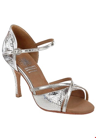 Supadance Ladies Latin Shoes 1073-Silver Embossed Leather