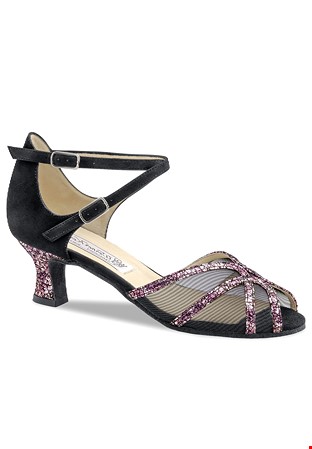 Werner Kern Blair Ladies Social Shoes-Suede Black/Neso Bordo