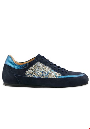 Werner Kern Carol Ladies Dance Sneakers-Suede/Chevro Blue/Brocade Silver