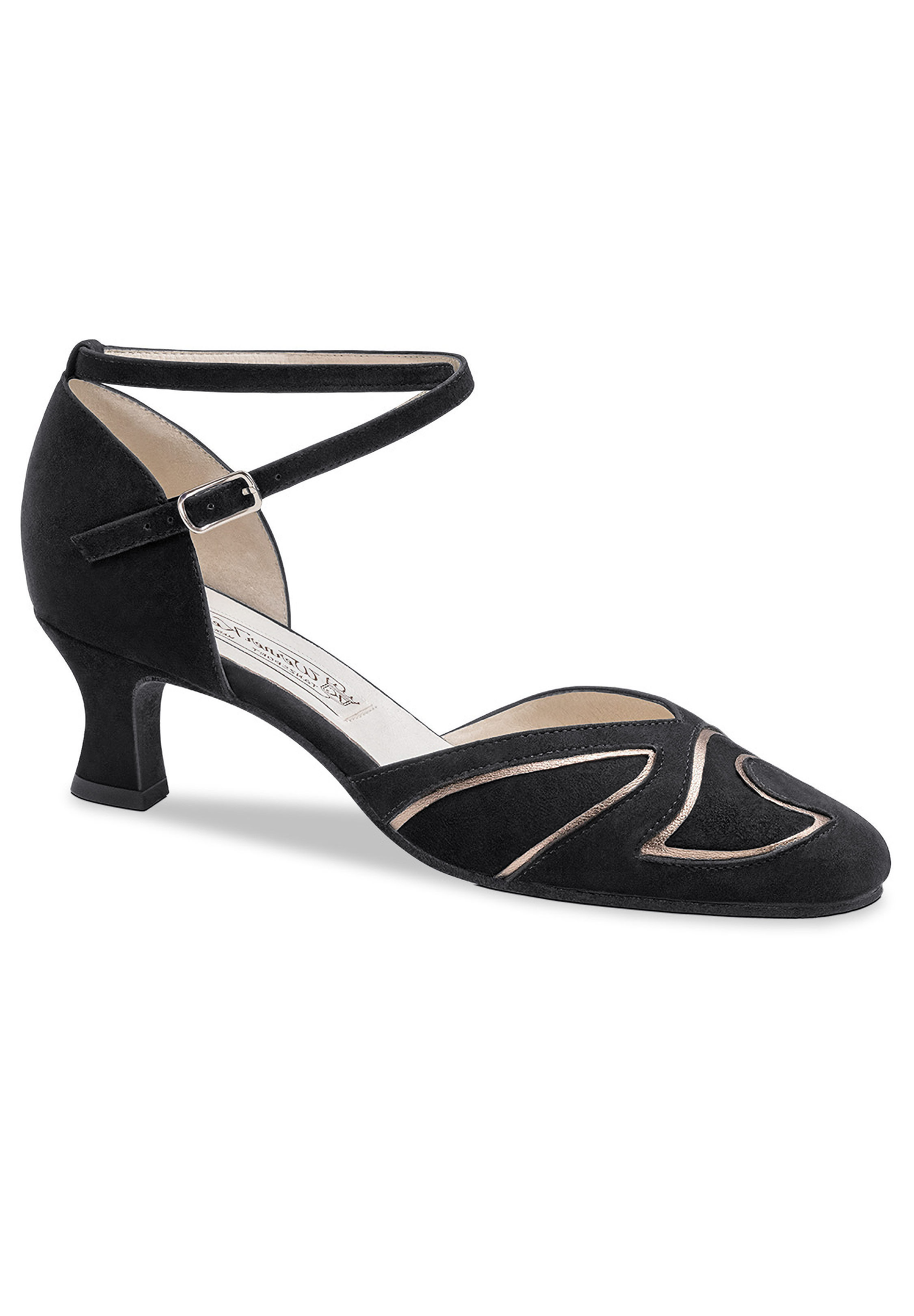 Werner Kern Heather Ladies Smooth Shoes-Black Suede / Antik Chevro