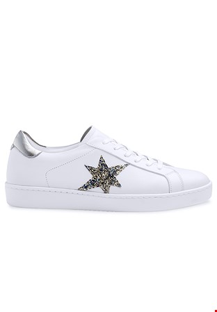 Werner Kern Heaven Ladies Dance Sneakers-White Nappa/Silver Brocade