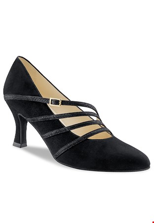 Werner Kern Jackie Ladies Ballroom Shoes-Suede/Stella Glitter Black