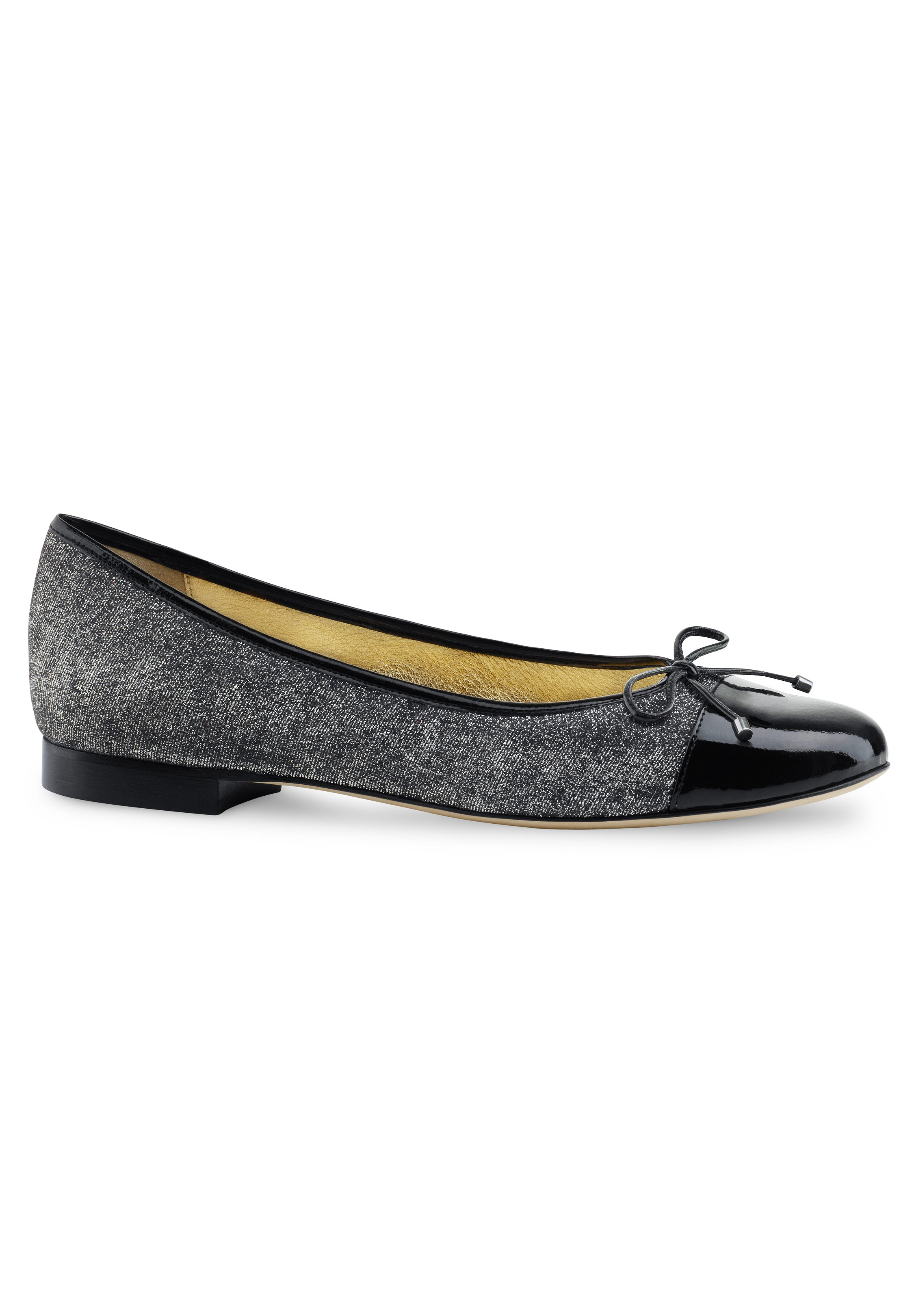 Werner Kern Kay Ballet Flat-BlackSilver Brocade/Black Patent